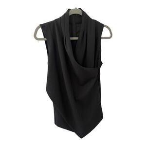 Lauren Ralph Lauren Faux Wrap Blouse Zip Up in Black - Size Medium